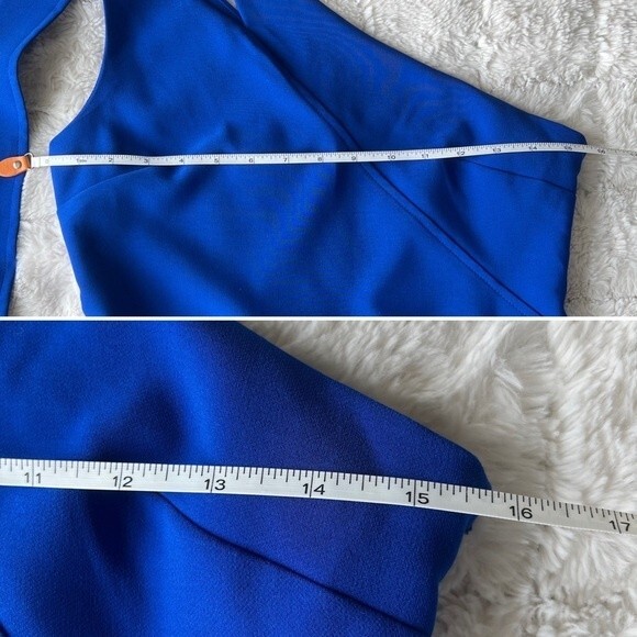 Laundry by Shelli Segal Cobalt Blue One Shoulder Cut Out Core Dress 4 - Picture 9 of 14